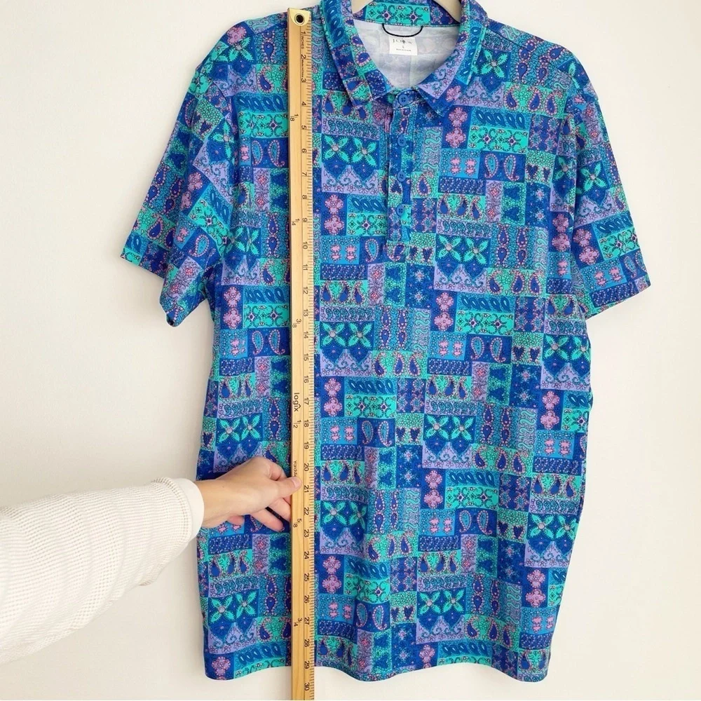 J Crew Performance Polo Shirt With COOLMAX in print size Large pattern golf tee